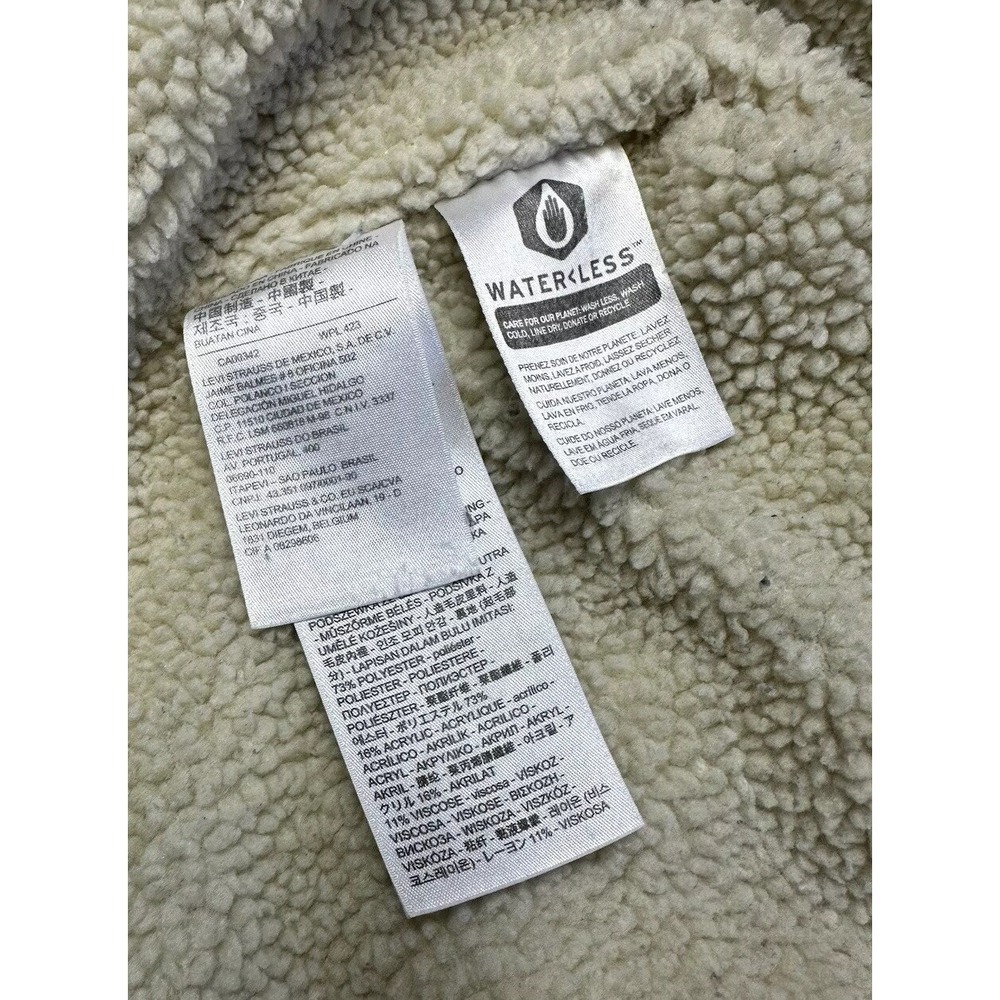 Levi's Premium Sherpa Fleece Lined Denim Trucker Jacket / Light Wash / Women's L - Picture 7 of 8